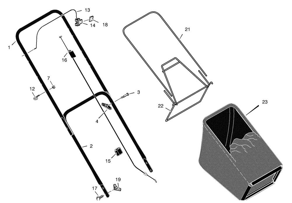 Handle And Bag Assembly Diagram and Parts List for 223310X8A 2004 Briggs and Stratton Lawn Mower